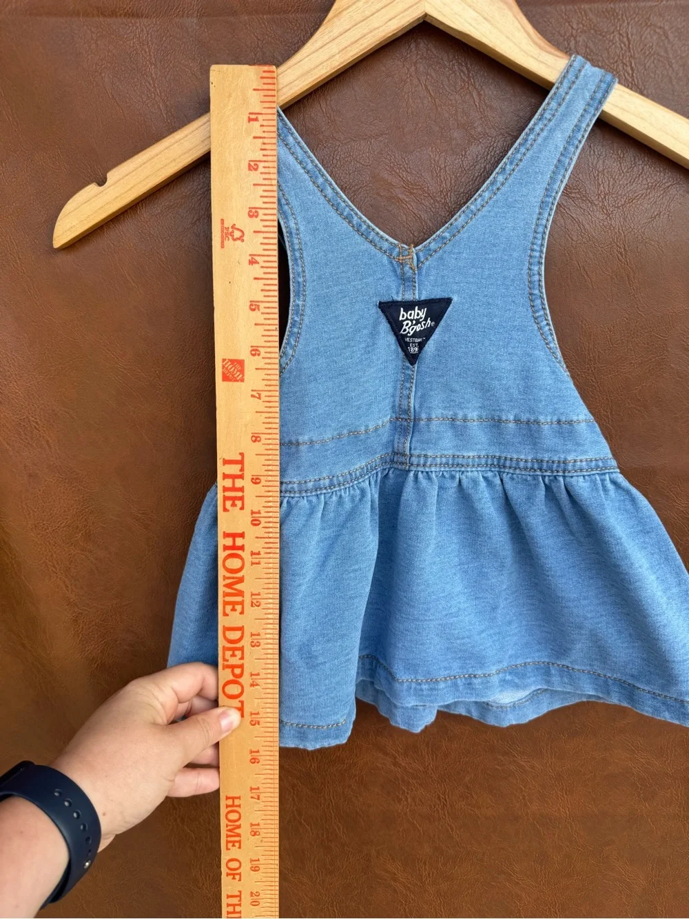 Baby B’gosh Denim Pinafore Dress 12M Heart Bib Overall Jumper